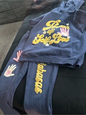 Kids Matching Set - Navy 'Pursuit of Self Love' Hoodie & Joggers